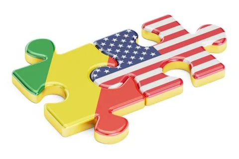 USA and Congo puzzles from flags, 3D rendering Illustrazione stock