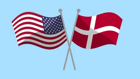 USA and Denmark  crossed flags animation. Stock Footage 168218010