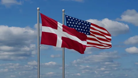 USA and Denmark flags Stock Footage 280241052