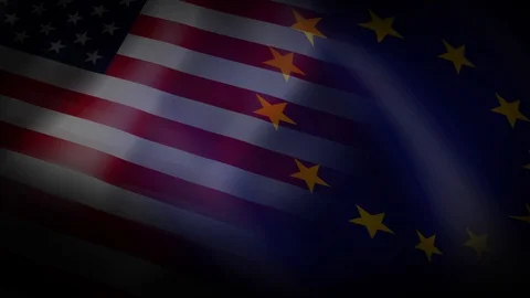 USA and EU flags animated loop 動画素材 87341268