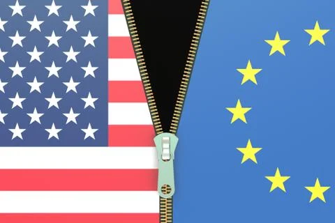 USA and EU, relation concept, 3D rendering Stock Illustration