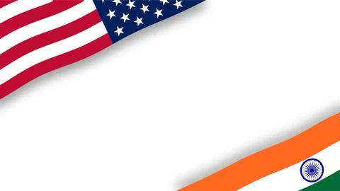 USA and India flags background template with copy space for bilateral relat.. Stock Illustration