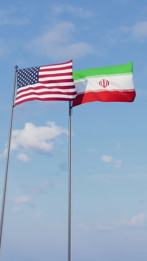 USA and Iran flag Video stock 331450032