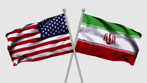 USA and Iran Flags Stock Footage 340143028