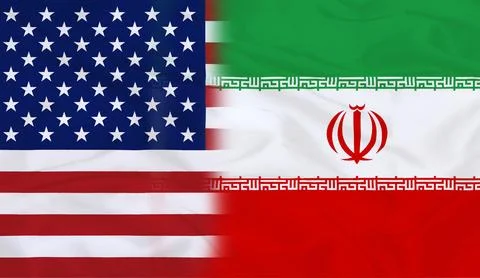 USA and Iran Flags Stock Illustration