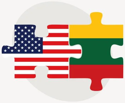 USA and Lithuania Flags in puzzle Stock Illustration