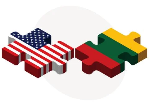 USA and Lithuania Flags in puzzle Stock Illustration