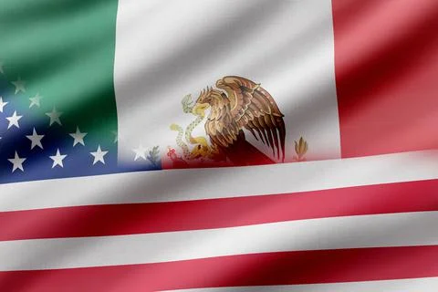 Usa and Mexico flags Stock Illustration