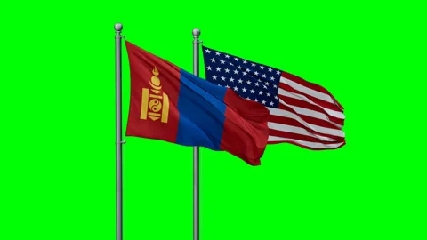 USA and Mongolia flags Stock Footage 293734308