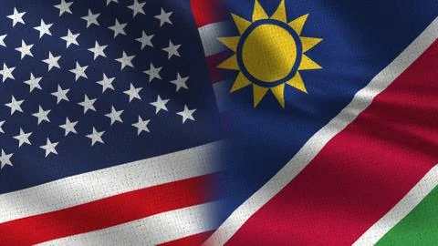 Usa and Namibia Realistic Half Flags Together Illustrazione stock