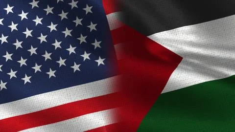 Usa and Palestine Realistic Half Flags Together Illustrazione stock