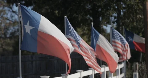The USA And Texas Flags Flying Over Texas State Capitol Building, Austin, USA Stock Footage 120385430