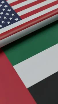 USA and UAE Flags Side by Side,Realistic Fabric Texture, International Relations Stock Illustration