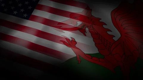 USA and Welsh flags animated loop 動画素材 87341381