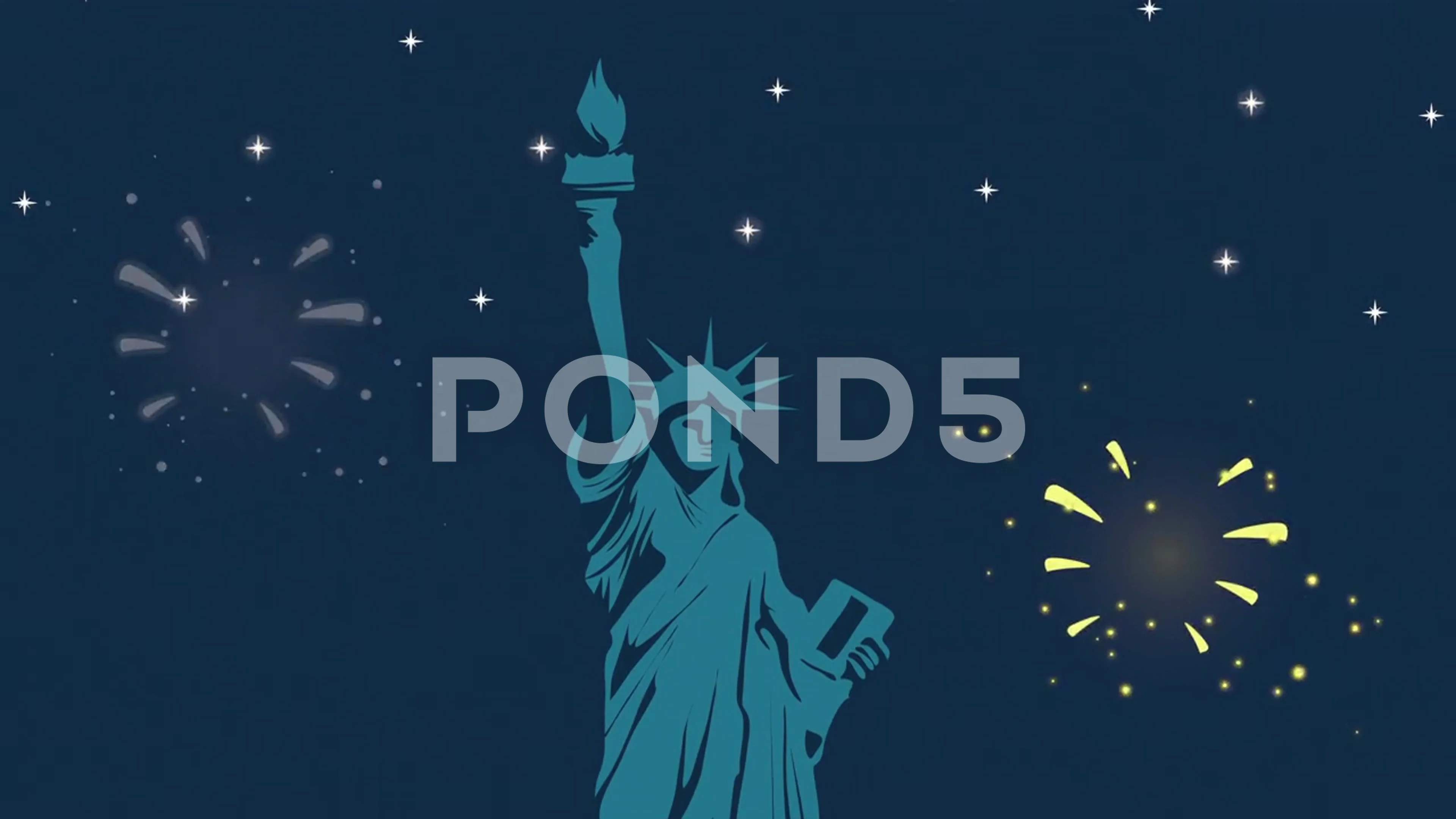 usa animation with liberty statue | Stock Video | Pond5