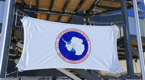 USA Antarctic Programme flag Amundsen-Scott South Pole Station 動画素材 40062772