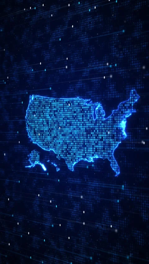 USA Binary Data Map with Cyber Security Technology 스톡 동영상 342615437