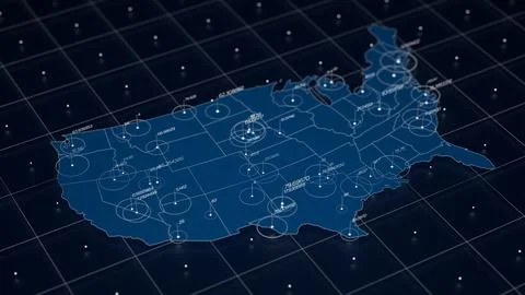USA blue map big data visualization. Futuristic map infographic. Information 스톡 일러스트