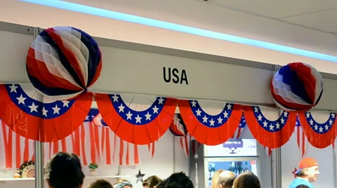 USA booth on Charity bazaar 2014, Kiev, Ukraine. Stock Footage 45432939