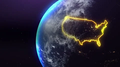 USA border outline from space 스톡 동영상 194425103