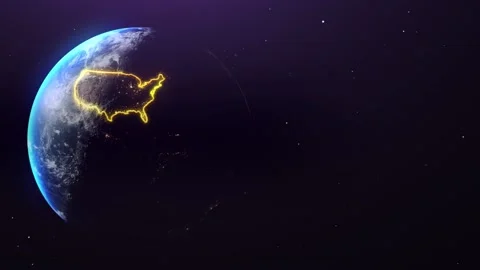 USA border outline from space Stock Footage 195691713