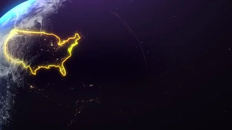 USA border outline from space Stock Footage 195691724