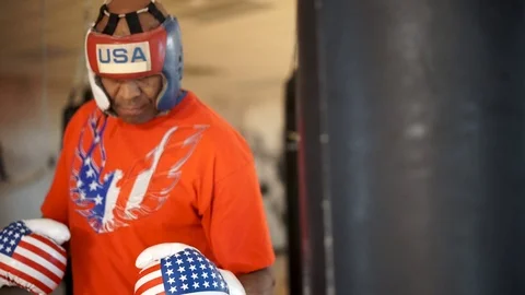 USA boxer poses Stock Footage 125396825