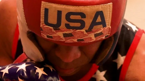 USA boxing headgear Stock Footage 125645158