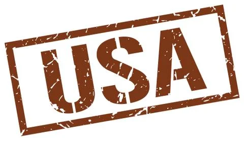 Usa brown square stamp Stock Illustration