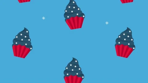 Usa celebration cupcakes pattern animation Stock Footage 197934030