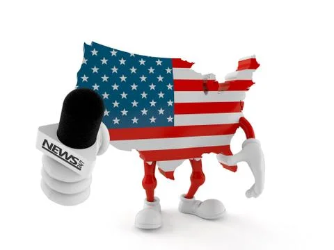 USA character holding interview microphone Illustrazione stock