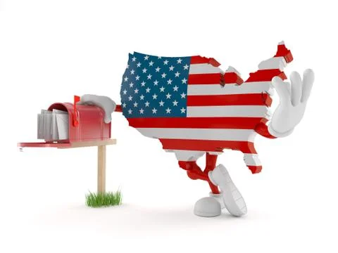 USA character with mailbox Stock Illustration