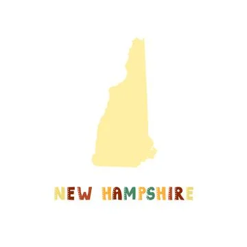 USA collection. Map of New Hampshire - yellow silhouette Illustrazione stock