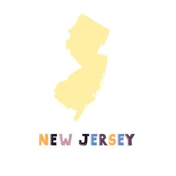 USA collection. Map of New Jersey - yellow silhouette Illustrazione stock