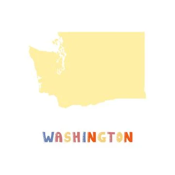 USA collection. Map of Washington - yellow silhouette Illustrazione stock
