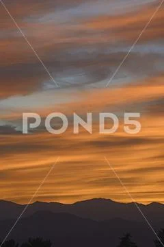USA, Colorado, Denver, Sky over Front Range at dusk Stock Photos