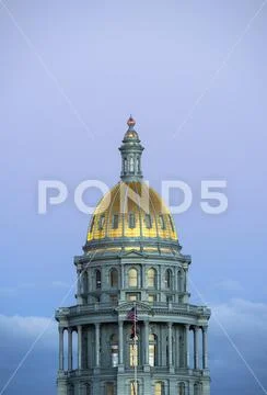 USA, Colorado, Denver, State Capitol dome at dusk Stock Photos