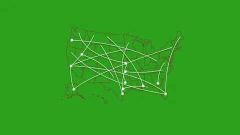 USA Connect map on green background. Stock Footage 235442730