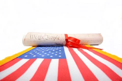 Usa Constitution, Declaration of independence on white background Stock Photos