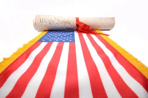 Usa Constitution, Declaration of independence on white background Stock Photos