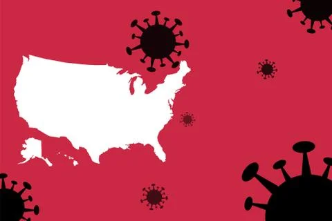 USA corona virus update with  map on corona virus background,report new case, Stock Illustration