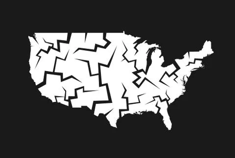 USA with cracks - deterioration, decline, failure and decay of the United Sta Stock Illustration