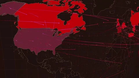USA Cyber attack spreading across a world map animation 4K video 스톡 동영상 341461882