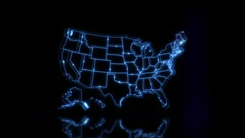 USA Cyber Security Map with AI Network Connectivity Video stock 342623713