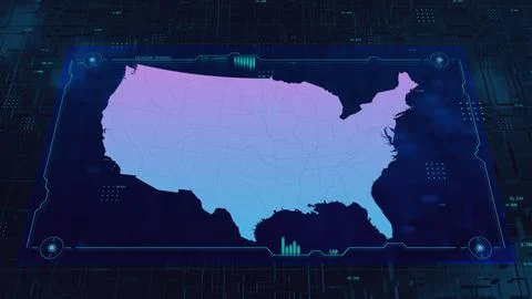 USA Digital HUD UI Map Stock Illustration