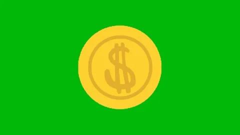 USA Dollar Coin 2D Animation Green Screen Видео 345096497