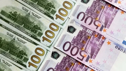 USA dollars and Euro rotating, money background. Stock Footage 233231908