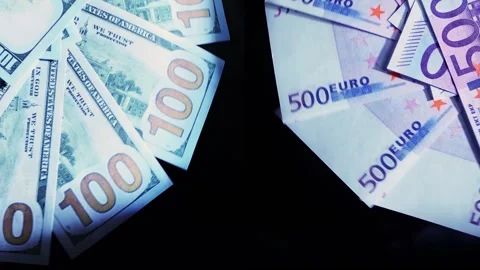 USA dollars and Euro rotating, money Stock Footage 252136608