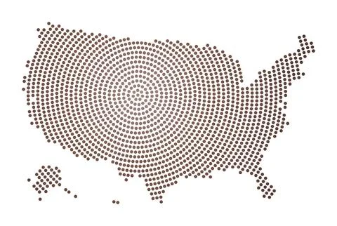 USA dotted map. Digital style shape of USA. Tech icon of the country with g.. Stock Illustration