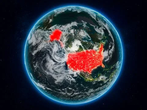 USA on Earth at night Stock Illustration